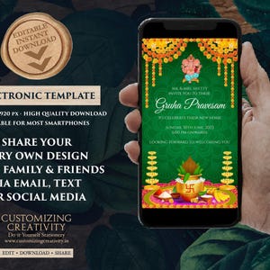 Indian Housewarming Invitation: Griha Pravesh Pooja (Digital Download) image 5