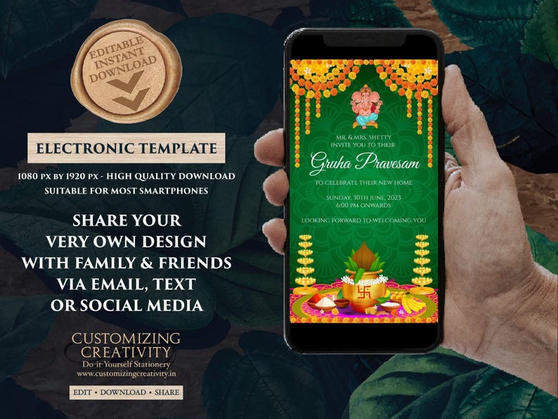 Indian Housewarming Invitation: Griha Pravesh Pooja (Digital Download) image 5