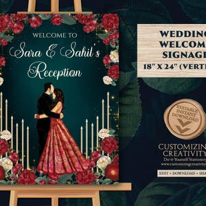 Indian Wedding Reception Welcome Sign Template (Digital Download)