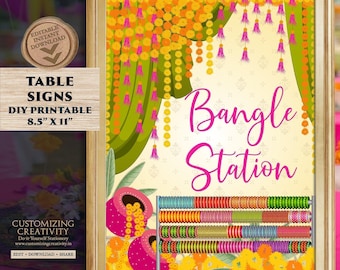 Letrero de Bangle Station: Decoración de mehndi para bodas indias (descarga digital)