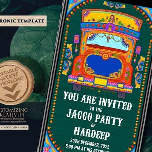 Jaggo Night Invitation: Indian Truck Art, Punjabi Party (Digital)