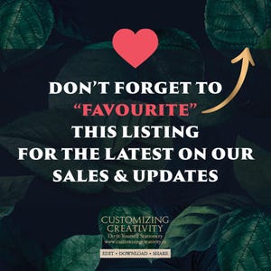 The image is a promotional poster for a listing on a website, featuring a heart symbol and text that reads "Don't forget to "Favourite" this listing for the latest on our sales & updates".