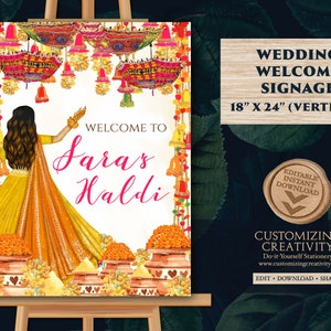 Matrimonio Haldi segni di benvenuto Decorazione Haldi, manifesti Haldi come Welcome to Haldi Segni e arredamento Haldi come pithi segni di benvenuto, decorazione Haldi