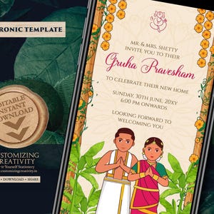 Invito indiano per l&#39;inaugurazione della casa: Gruhapravesh Pooja, modello digitale