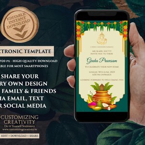 Indian Housewarming Invitation: Gruha Pravesh Pooja (Digital Template) image 5