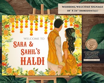 Haldi-welkomstbord: Indiaas bruiloftsdecor (digitale download)