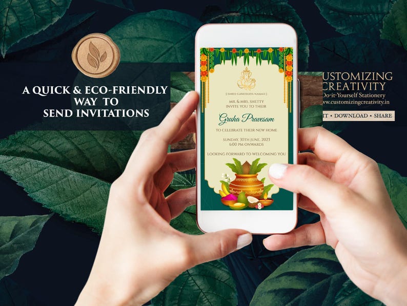 Indian Housewarming Invitation: Gruha Pravesh Pooja (Digital Template) image 6