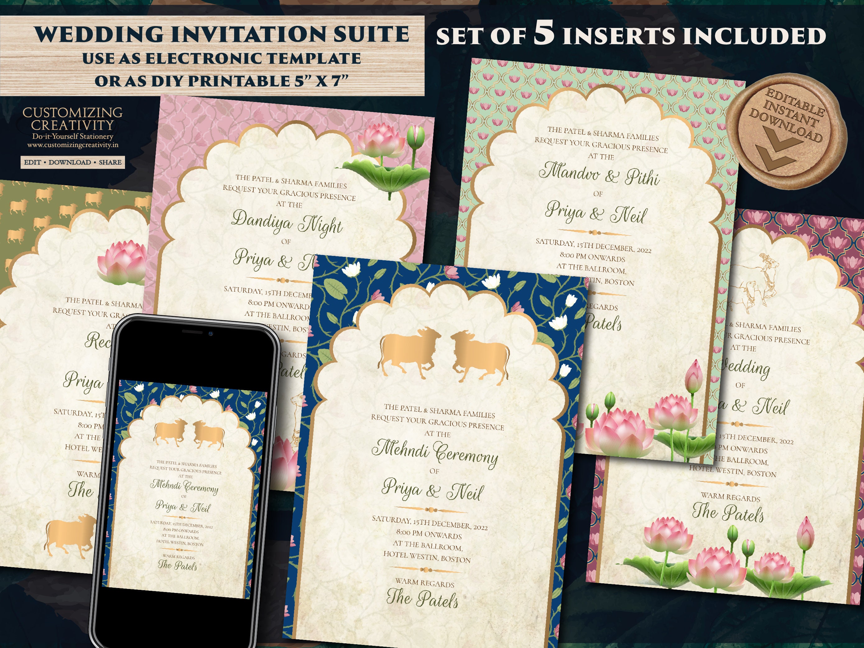 Indian Invitation Hindu Wedding Card Gujarati Kankotri - Etsy Canada