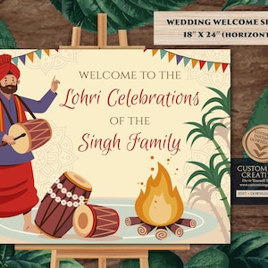 Lohri Party sign Lohri Welcome Signs, Happy Lohri posters & Lohri decoration, Welcome to Lohri sign as Happy Lohri decor, Happy Lohri banner