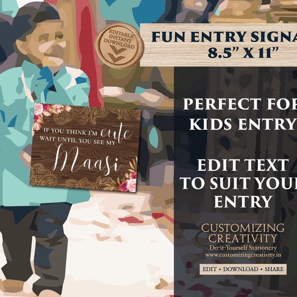 Bridal Entry signs Indian, Indian Flower girl banner as Desi Ring bearer signs, Indian Bride Welcome signs, Here comes the Bride sign Desi