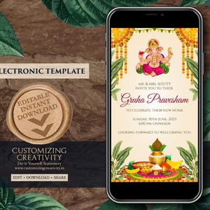 Indian Housewarming Invitation: Gruhapravesham Pooja Invite (Digital) image 2