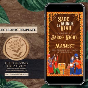 Digital Jaggo Night Invitation: Punjabi Wedding Invite (Digital Download) image 2