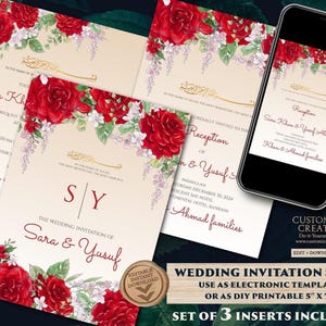 Floral Muslim Wedding Invitation: Nikkah, Pakistani Shaadi (Digital Download)