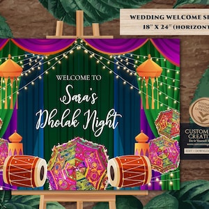 Dholki Welcome Sign: Punjabi Muslim Wedding Decor (Digital Download)