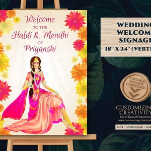 Letrero de bienvenida Haldi: Decoración para bodas indias (Descarga digital)