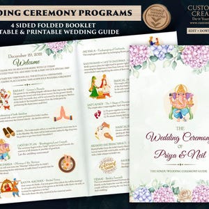 Hindu Wedding Program & Indian Wedding guide, Hindu wedding guide as Indian Wedding programs, Indian programs infographics as Hindu guide
