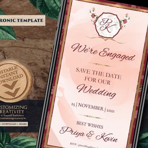 Blush Pink Indian Save the Date Invitation: Hindu Wedding (Digital)