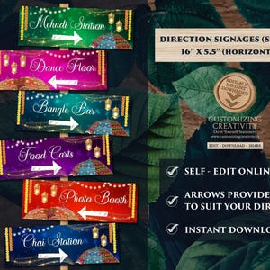 Mehndi decor Mehndi Welcome Signs, Mehndi signs & Dholki decor, Mehendi decor signs as Indian wedding decor, Haldi decor as Sangeet decor
