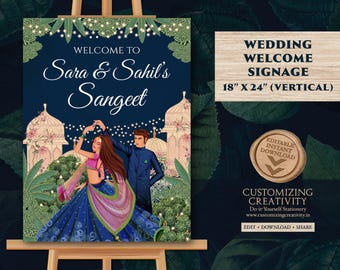 Sangeet Welcome Sign: Indian Wedding Decor (Digital Download)