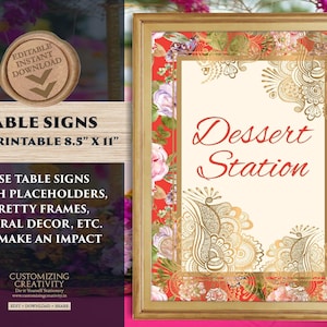 Indian Food stall sign Desi Food station signs Wedding decor & Henna station signs, Mehndi decoration Mehndi station decor as Haldi decor