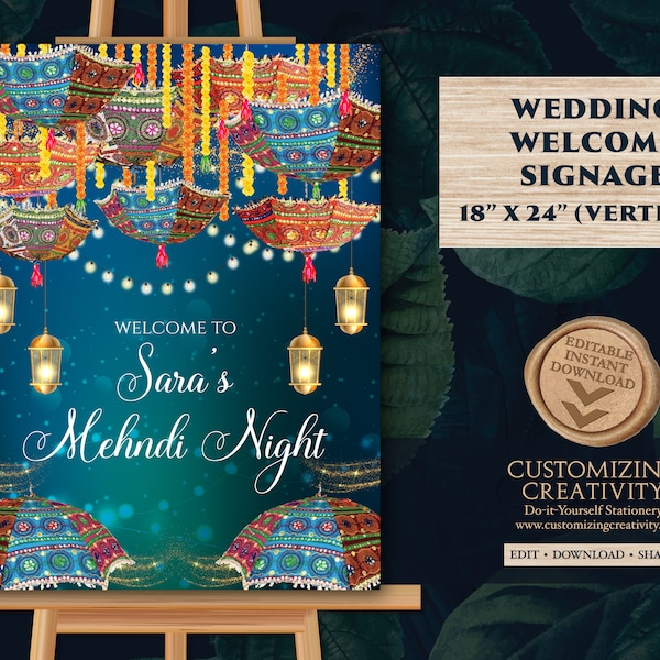 Mehndi Welcome Sign & Dholki decor, Dholki welcome sign as Mehendi decor, Mehendi sign as Mendhi welcome sign, Mendhi poster Mendhi decor