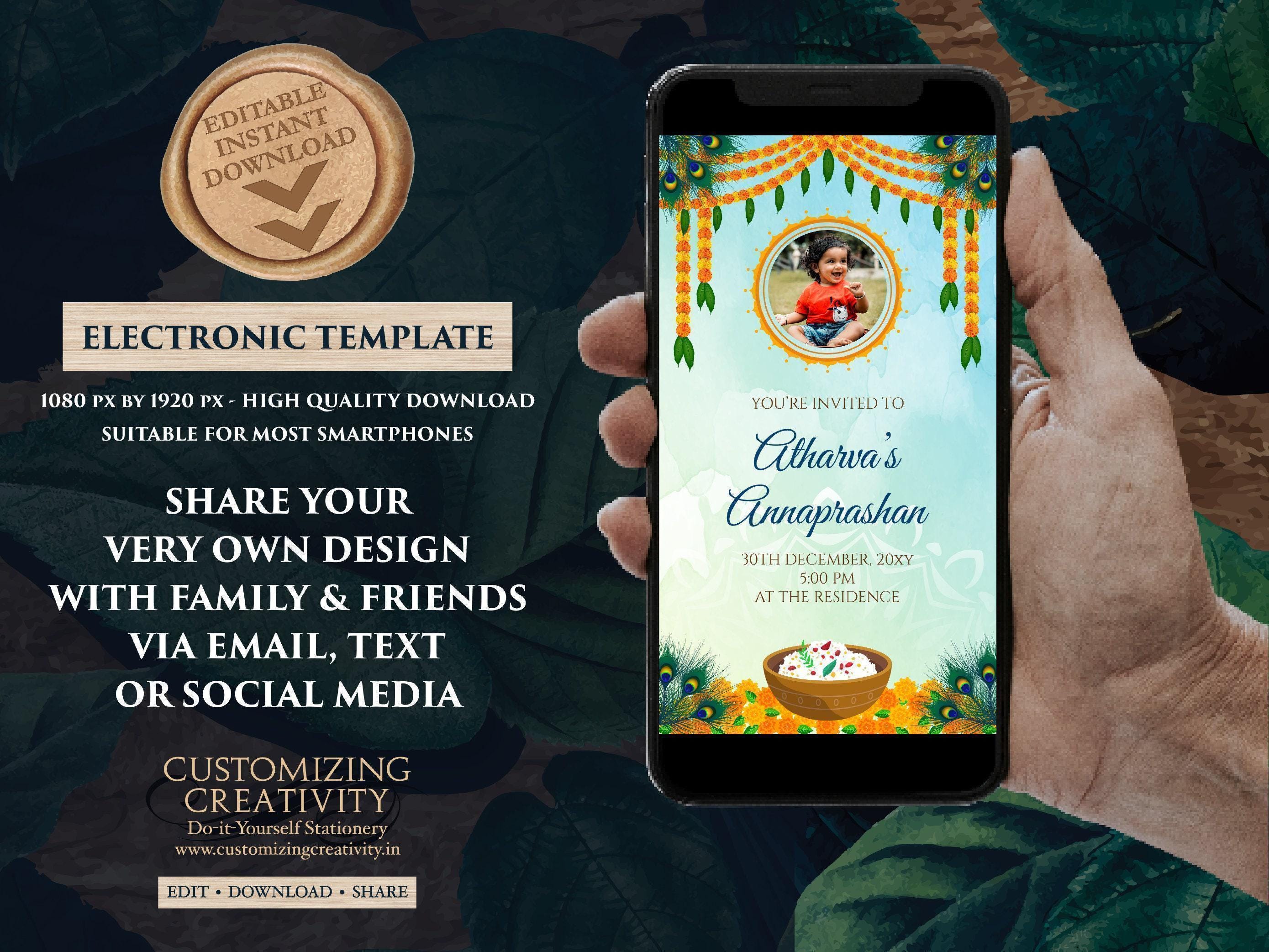 Annaprashan Invitation Template: First Rice Feeding Ceremony (digital ...