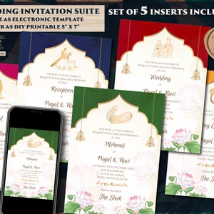 Modelo de convite indiano e convites indianos Cartão de casamento hindu Indiano, convite digital de casamento indiano como cartão de convite de casamento indiano hindu