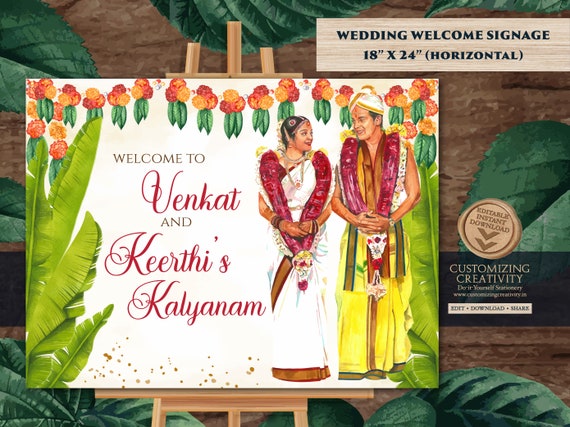 Telugu Wedding Welcome Sign as Telugu Wedding Signages South -  Norway