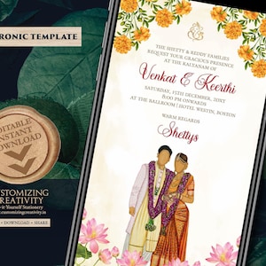 Digital South Indian Wedding Invitation: Telugu & Tamil (Digital Download)