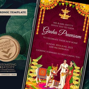 Indian Housewarming Invitation: Gruha Pravesh Pooja Invite (Digital Download)