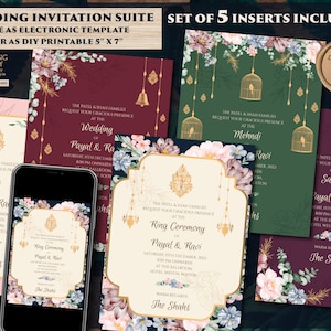 Bloemen Indiase uitnodigingen & Indiase uitnodigingen Digitale, hindoeïstische huwelijksuitnodigingen als Indiase trouwkaarten Hindoeïstische, Indiase huwelijksuitnodigingen Digitaal