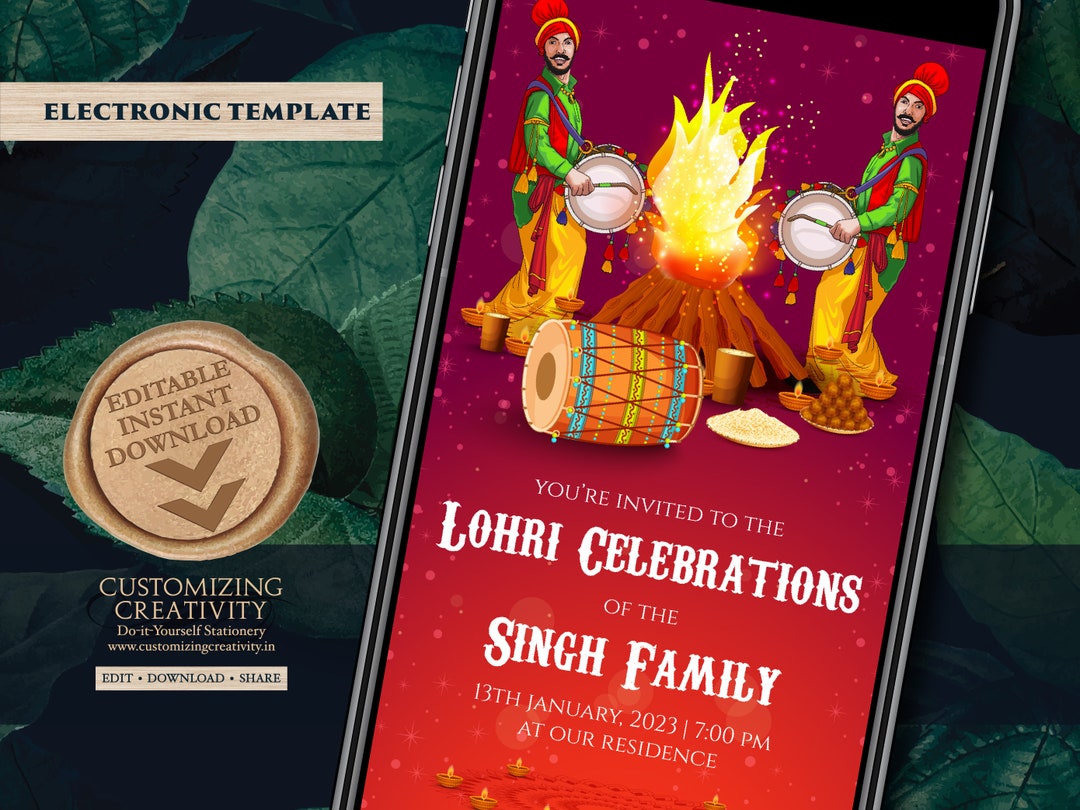 Digital Lohri Invite as Lohri Invitations, Lohri Cards & Lohri Party Invite, Lohri Celebration