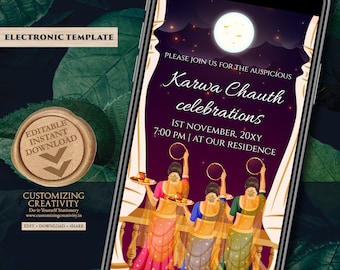 Karwa Chauth invitations as Karva Chauth invites Digital, Digital Karwa Chauth cards & Digital Karva Chauth invitations, Karwa Chauth invite