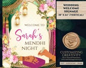 Mehndi Welcome Sign Template: Indian Wedding Decor (18x24" PDF Download)