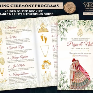 Gujarati Wedding program as Hindu Wedding guide, Hindu Ceremony Program & Indian Wedding program template Hindu, Hindu Wedding Program guide