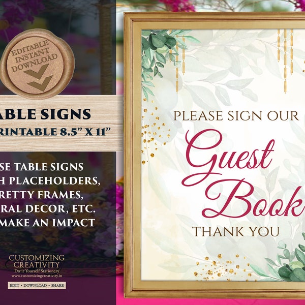 Indian Photobook table sign Guestbook & Guestbook sign Indian wedding, Indian guest book signs Hindu wedding Guestbook sign Indian decor