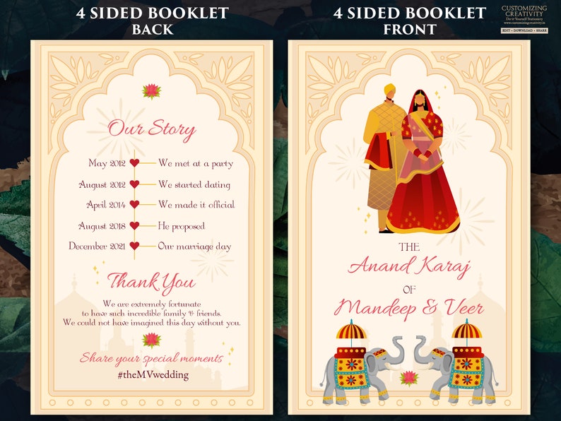 Sikh Wedding Programs & Anand Karaj Guide Printable Gurudwara - Etsy