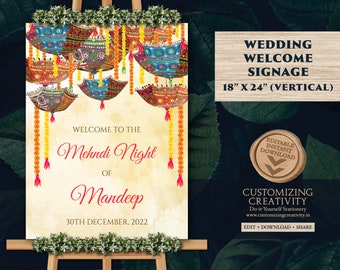 Indian decor sign Mendhi & Mendhi Welcome signs, Desi Wedding decorations Indian as Mehndi Welcome board, Mehndi Signs Umbrella Desi decor