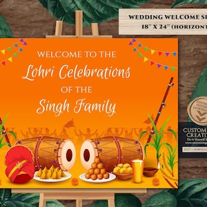 Lohri Welcome Signs Happy Lohri posters, Lohri decoration as Lohri Party sign, Welcome to Lohri sign & Happy Lohri decor, Happy Lohri banner