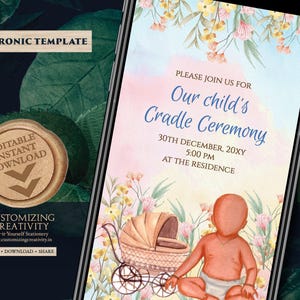 Cradle Ceremony invitation Naming ceremony invites, Annaprashan invites & Indian Baby naming invite, Namkaran sanskar invite Annaprasan card
