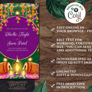Digital Dholki Invitation: Mehndi, Pakistani Wedding (Electronic Template) image 3