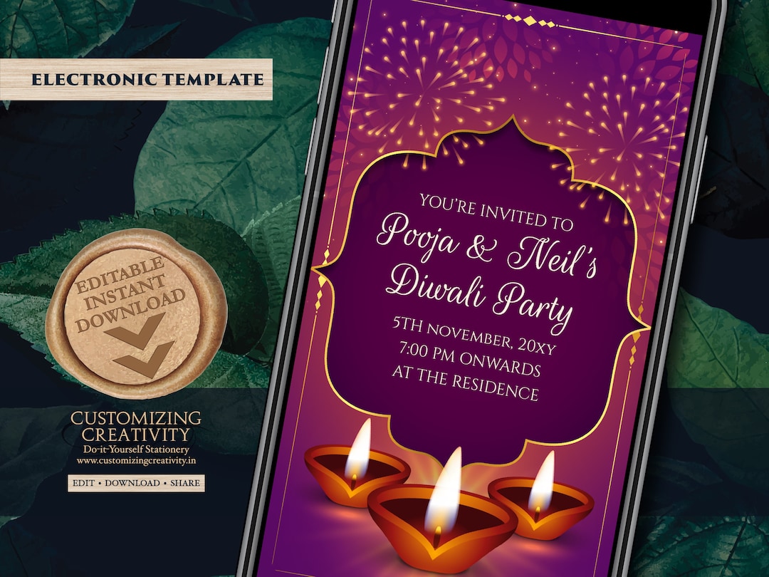 Diwali Invitations Diwali Party Invites Diwali Party Etsy