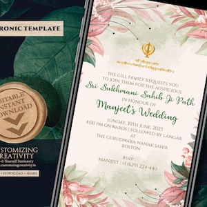 Digital Sukhmani Sahib invite & Sukhmani Path invite, Sukhmani invites as Sukhmani paath invite as Sikh invitations, Punjabi invitations