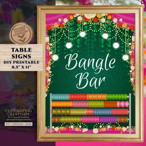La estación Bangle firma los letreros de Bindi Bar, la estación Bindi firma el letrero de la barra Bangle y el letrero para la decoración Mehndi, decoración Mehndi como decoración de bodas indias