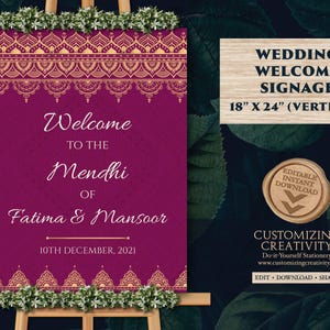 Welcome to Nikah Signage & Muslim Wedding Welcome Sign, Mehndi Sign as Mendhi Welcome Sign, Jewel Tone Signage as Nikkah sign Muslim Welcome
