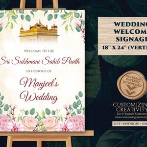Sikh Welcome sign Sukhmani Path as Sikh Wedding sign, Sukhmani Sahib Path sign & Sukhmani Paath Welcome sign, Sukhmani Sahib Path Welcome