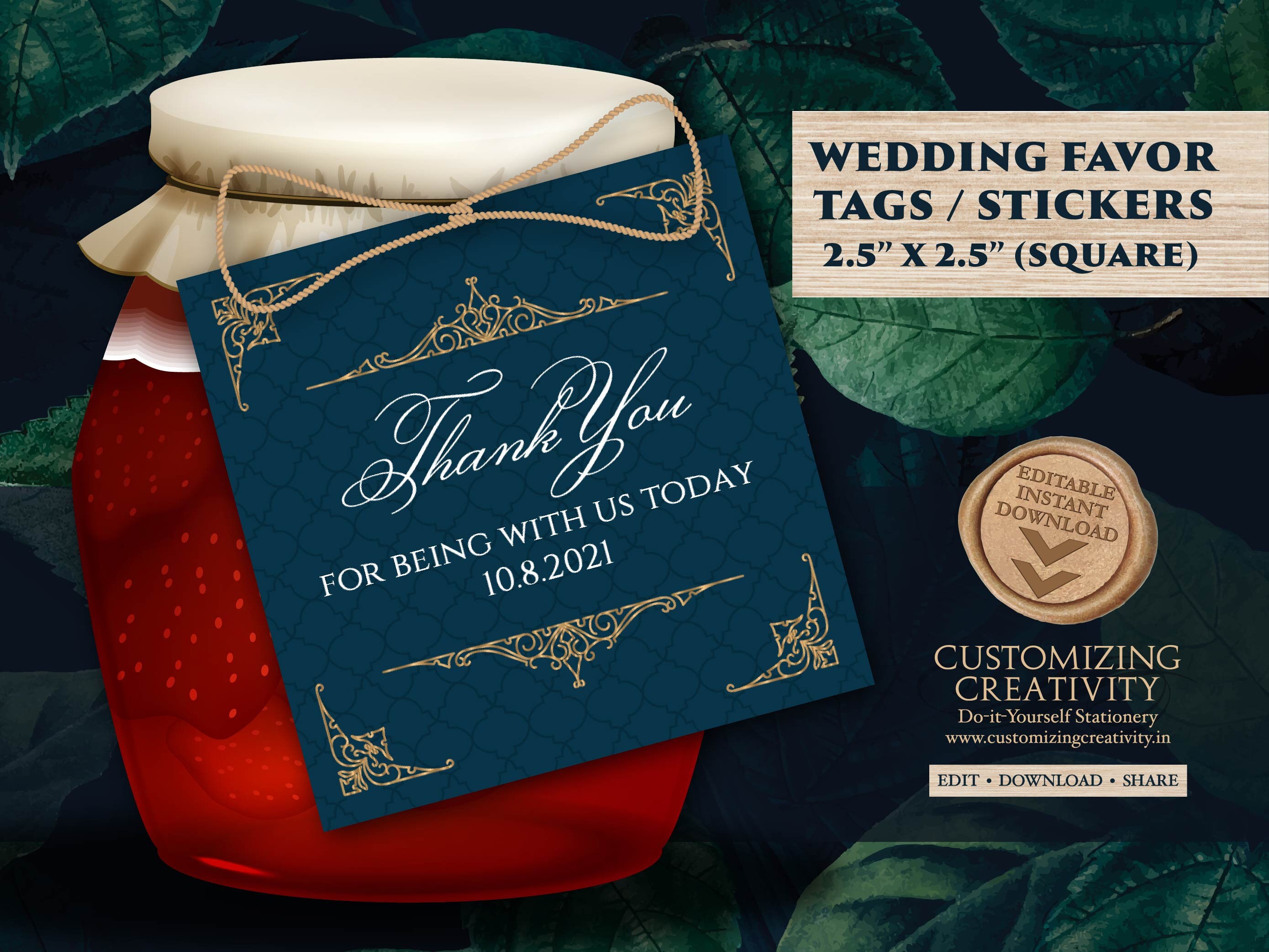 Navy Favor Tag Template for Indian Favor Tags Wedding | Etsy