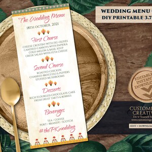 Muslim Wedding Menu Cards as Nikkah Menu card template, Dinner Table Menu Arabic & Moroccan Menu card template Nikah Menu cards Mehndi night