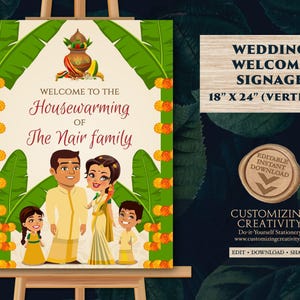 Telugu Housewarming Welcome Sign: Indian Grah Shanti Poster (Digital Download)