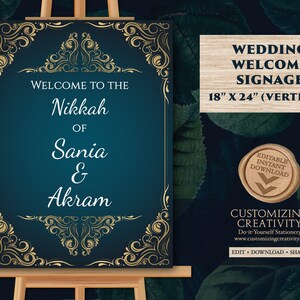 Muslim Wedding Welcome Sign Nikah Welcome sign, Nikkah Welcome Sign & Welcome to Nikah Muslim signage, Nikkah signage as Muslim Wedding Sign
